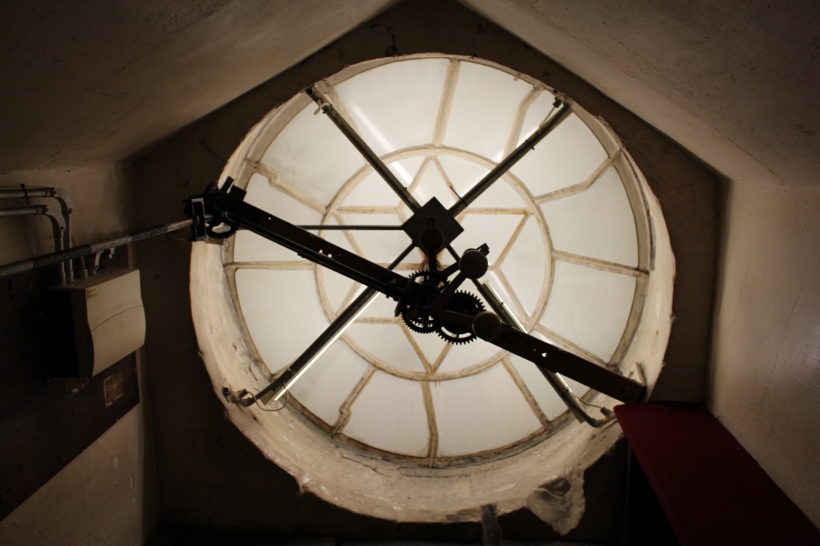Behind the clock face